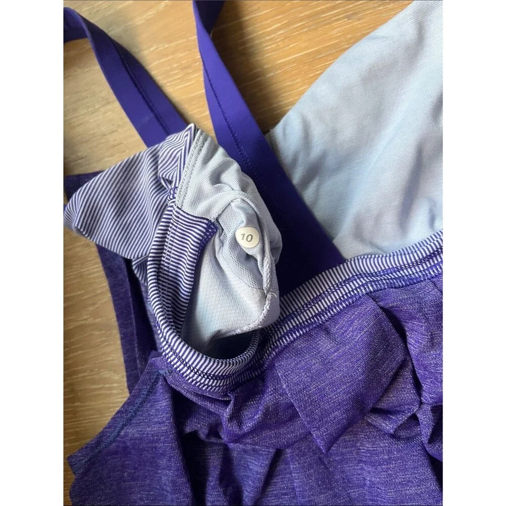 Lululemon Tank Bundle of 2 Size 10 Rest Less Heather Purple Turquoise Scoop Neck